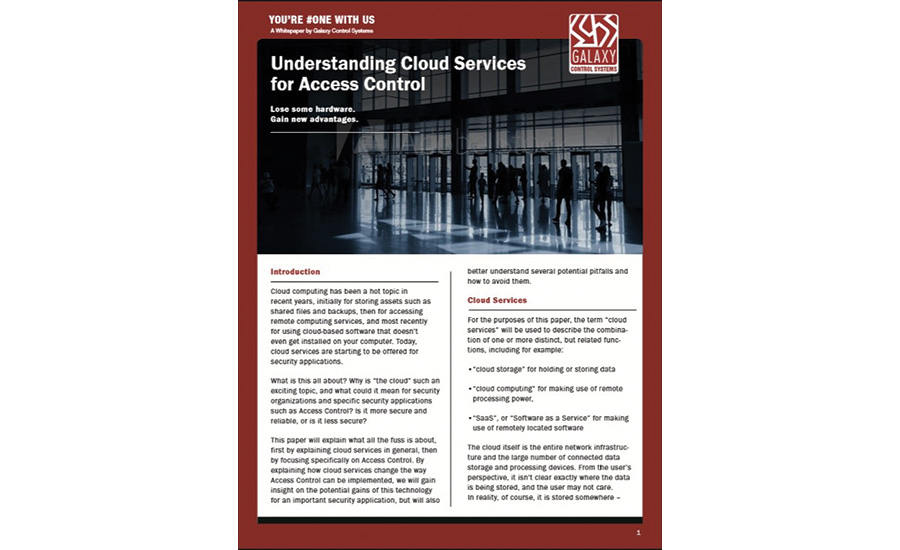 Galaxy Control Systems Publishes White Paper on Cloud-Based Access Control