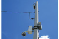 Video surveillance camera on a pole