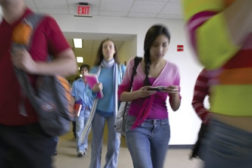Students in a hallway