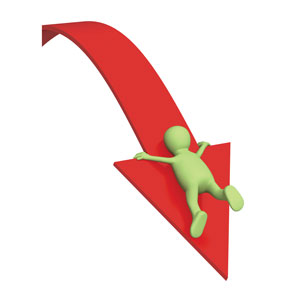 Red arrow with green person