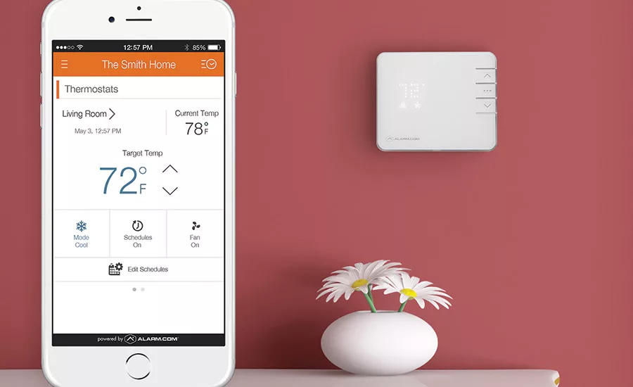 Thermostat control via smartphone app