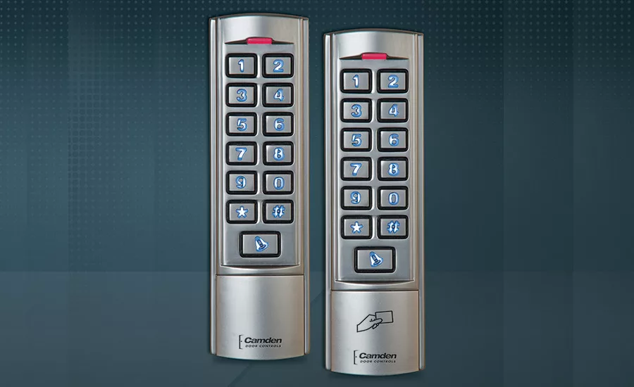 CM-110SK stand-alone slim-line metal keypad and the CV-110SPK slim-line prox reader and keypad