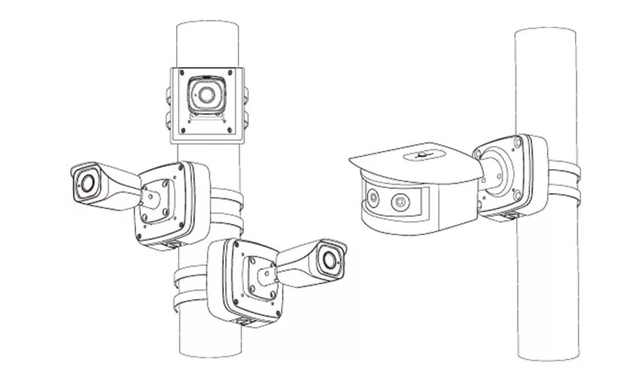 The graphic below illustrates how multi-sensor panoramic cameras can streamline and declutter an installation