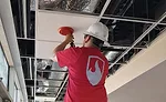 Ace Garcia of United Fire Suppression works on a fire install