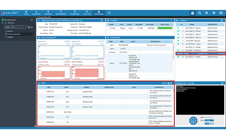 CompleteView VMS Camera Error Alert