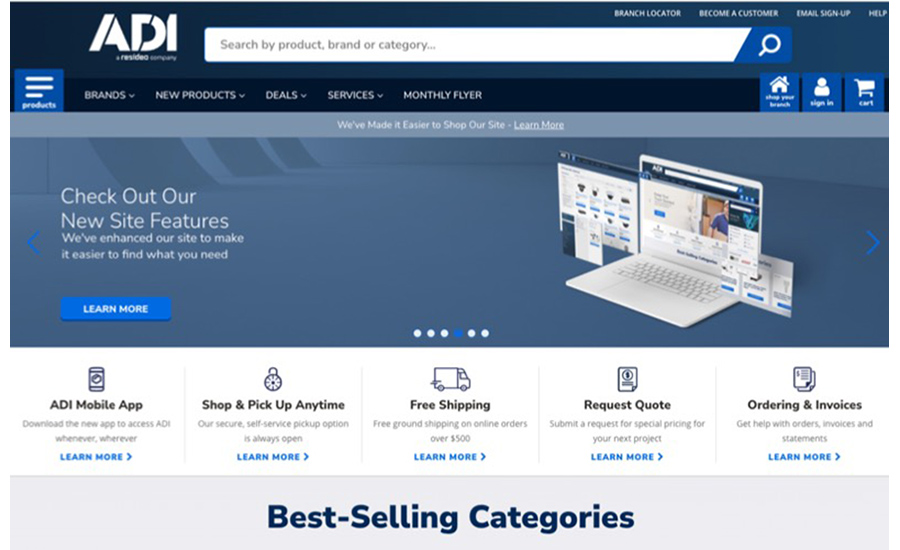 ADI Home Page features