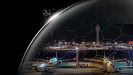 drone in city sky