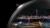 drone in city sky