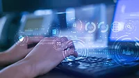 working at computer