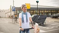 Women walking in store parking lot