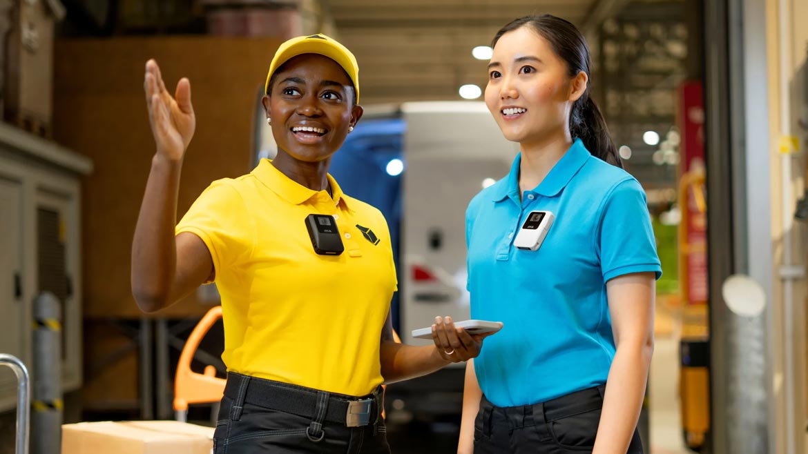 Employees wearing body cameras