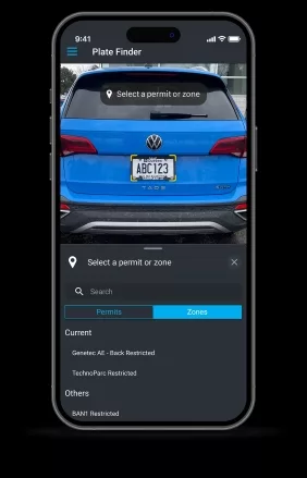 Image of AutoVu Genetec Plate Finder.