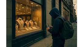 Thief using a cell jammer.