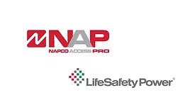 Image of the Napco Access Pro & LifeSafety Power logos.