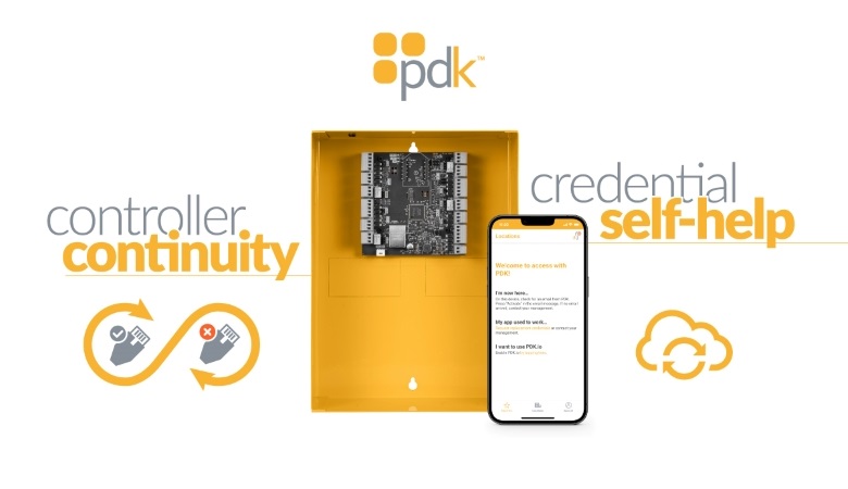 image of PDK credential self-help and controller continuity logos, a mobile phone, and a cloud server