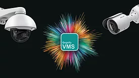 image of qognify's logo with a monitoring camera on either side 
