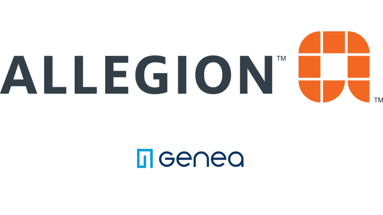 image of Allegion's logo and Genea's logo.