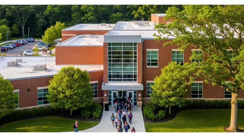 Children Walking Into a School