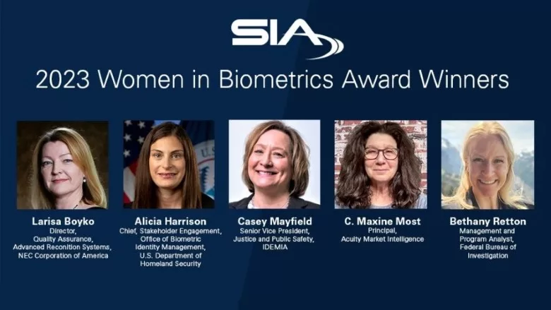 image of the five SIA Women in Biometrics Awards 2023 winners