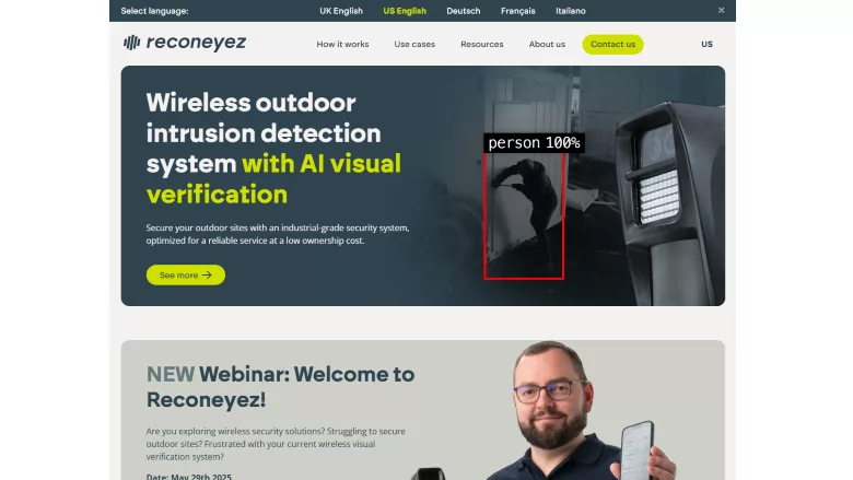 Image of Reconeyez's website.