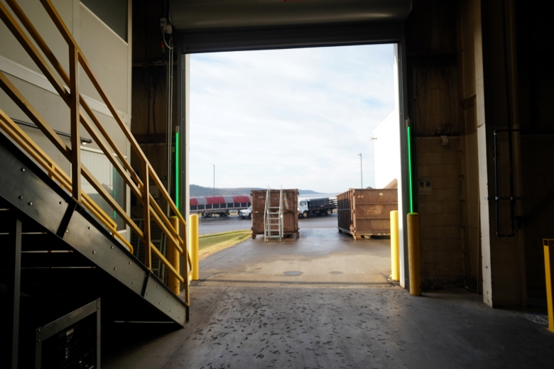 image of a green warehouse door