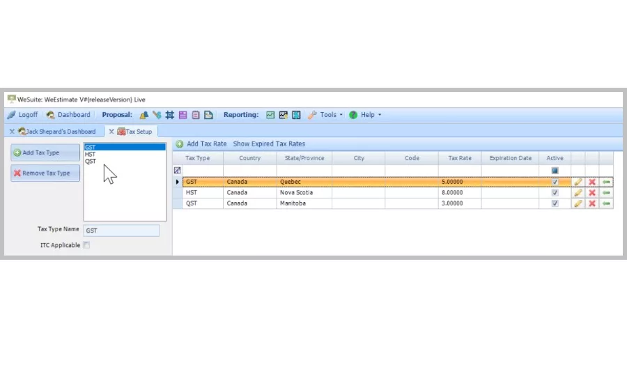 tax location module for security integrators in U.S. and Canada